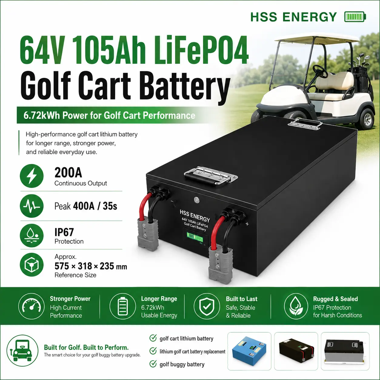 60V 105Ah golfkärryn litiumakku